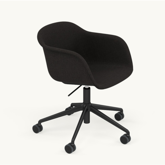 Muuto Fiber Armchair Swivel mit Rollen & Gaslift, Vollpolsterung