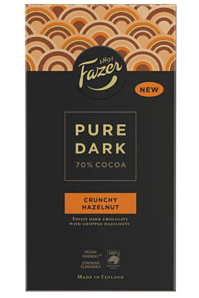 Fazer Pure Dunkle Knusper-Haselnuss Schokolade 95 g
